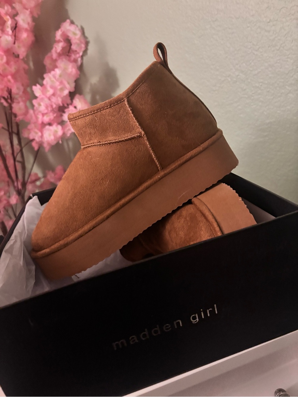 Madden Girl Chestnut Suede Platform Ankle Boot